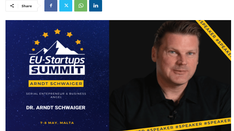 Dr. Arndt Schwaiger at EU-Startups Summit 2026